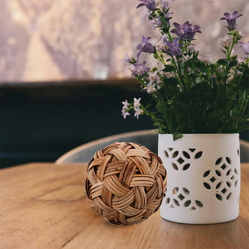 

20Cm Bamboo Woven Ball Decor Handcrafted Hollow-Out Cuju Sphere For Home Room Decoration Ornament Rustic Tabletop Farmhouse Bowl