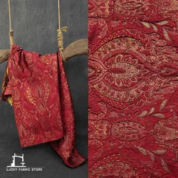 European-style red and gold blended fabric, palace style bright silk, three-dimensional texture, embossed jacquard fabric, jacke
