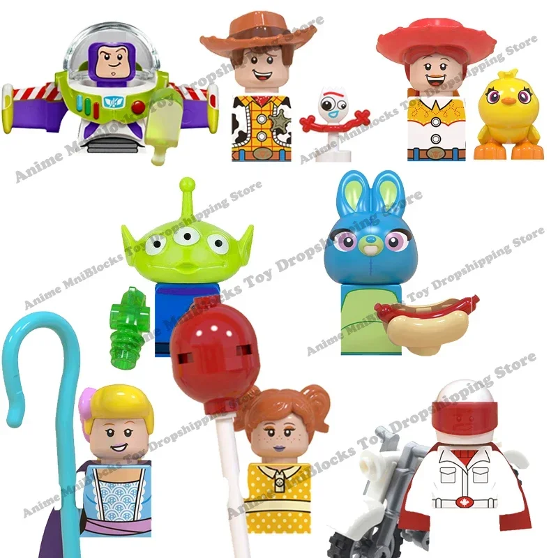 WM6060 Movies Figs Toy Story Buzz Lightyear Woody Jessie Anime Bricks Mini Action Toy Figura Assemble Blocks Dolls Kids Gifts