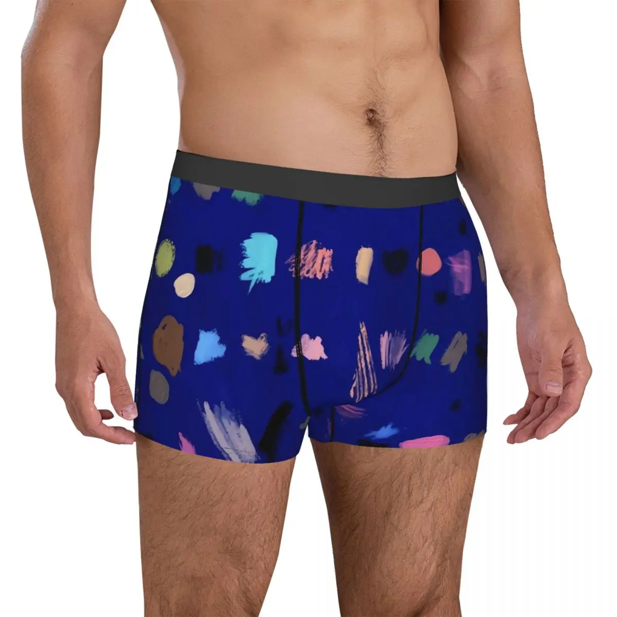 Brush Print Underwear Colorful Abstract Breathable Panties Sublimation Shorts Briefs 3D Pouch Men's Plus Size Trunk