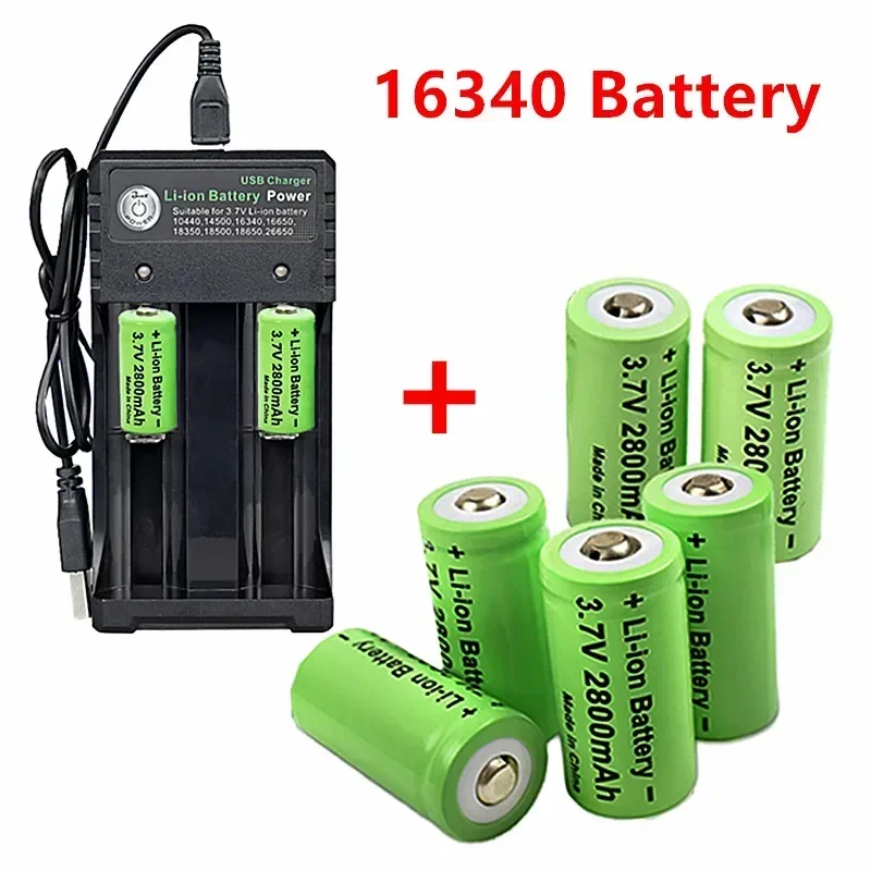 High Capacity 16340 Battery Versatile Charger 3.7V Rechargeable Battery - Ideal for Laser and Flashlight