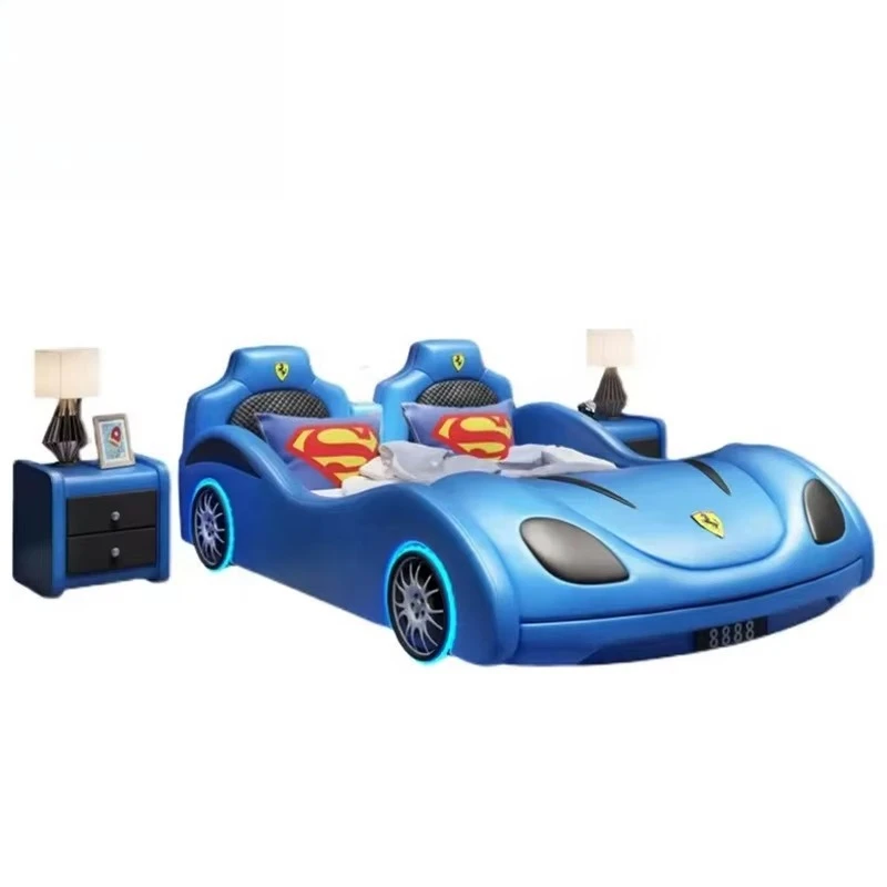 

Modern Children's Bedroom Furniture Premium Leather Car Modeling Bed