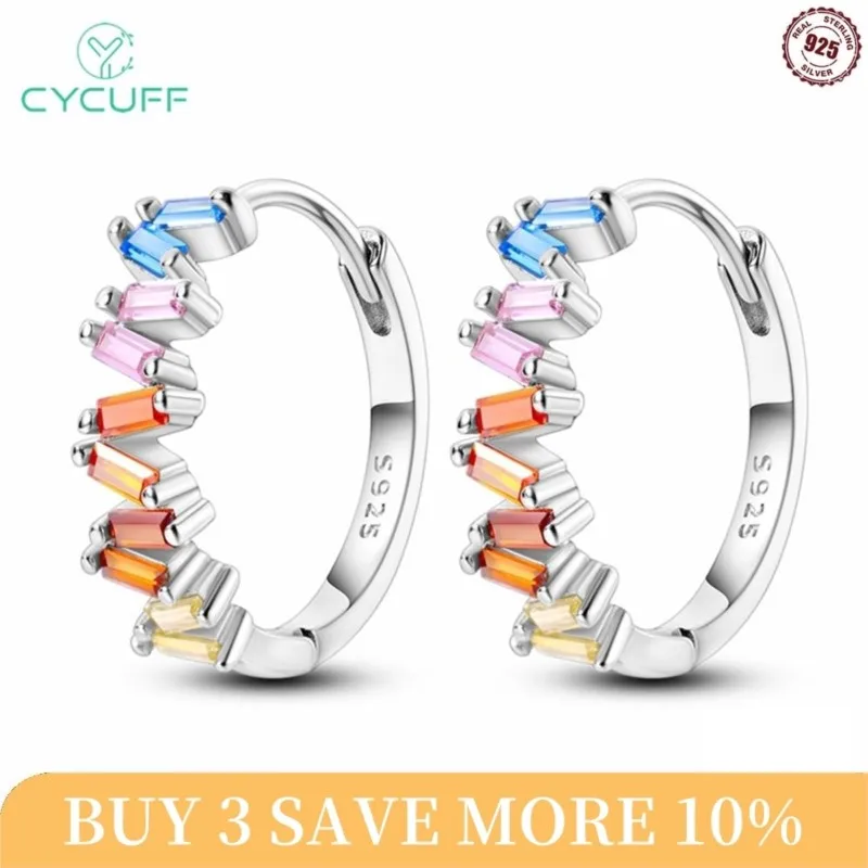 CYCUFF 925 Sterling Silver Colorful T Square Earrings For Women Wedding Engagement For Girlfriend Birthday Earrings Jewelry Gift