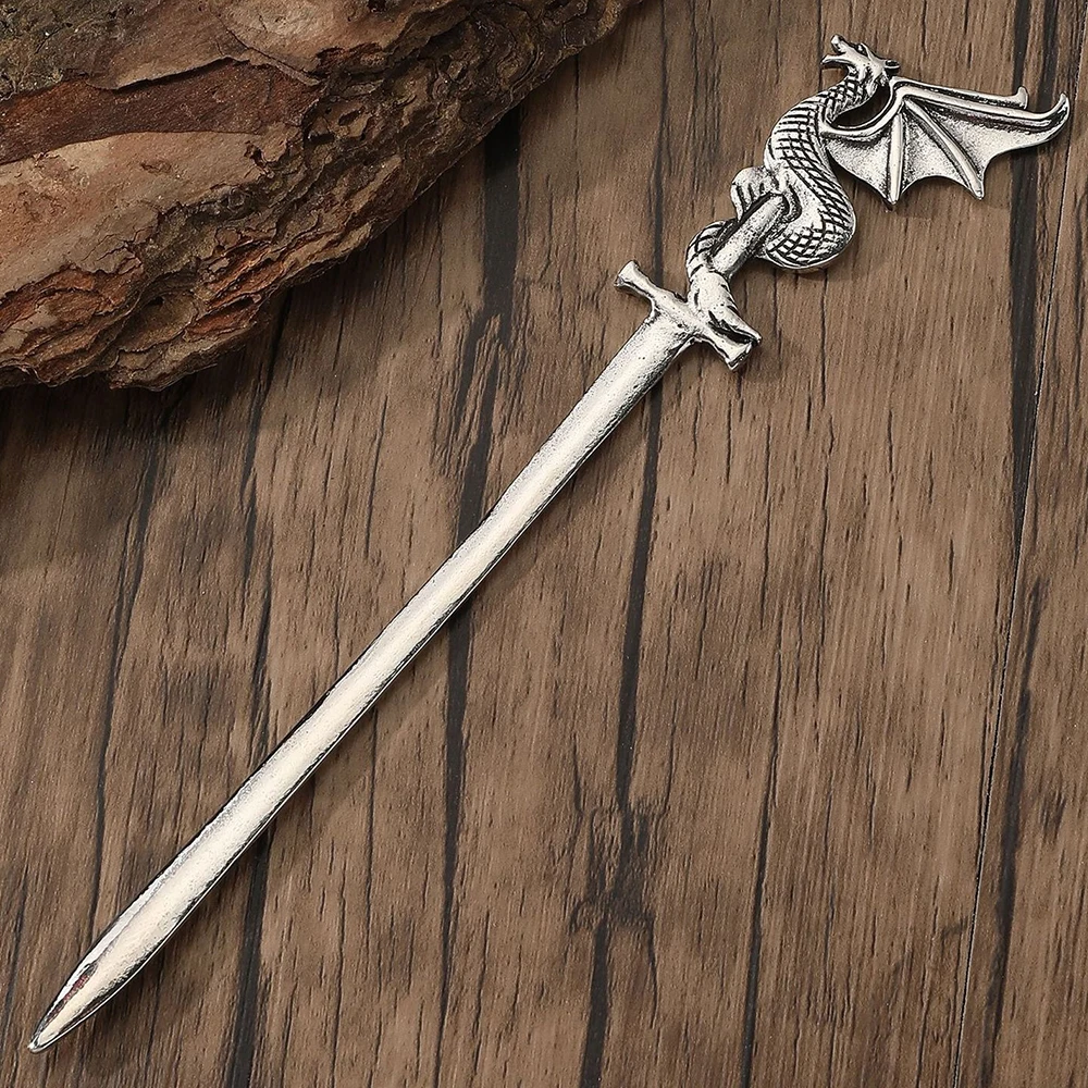 مشبك شعر على شكل سيف التنين العتيق هو الأهل أن يتطابق مع إكسسوارات الشعر، وإكسسوارات الفايكنج النرويجية لحفلات أعياد الميلاد