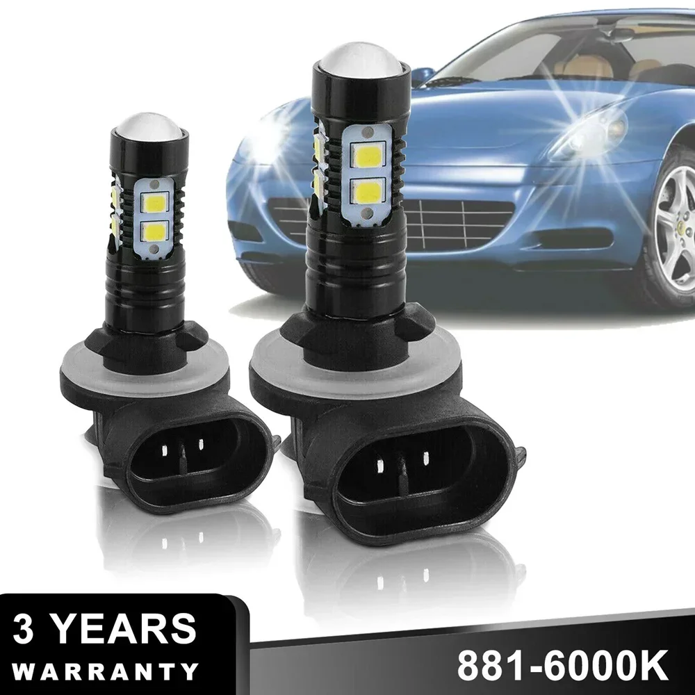 2x H27 LED Fog Lamps Light 881 880 White 6000K 50W High Power Auto Bulbs 1100LM Beam H1 H3 HeadLight 12V 24V