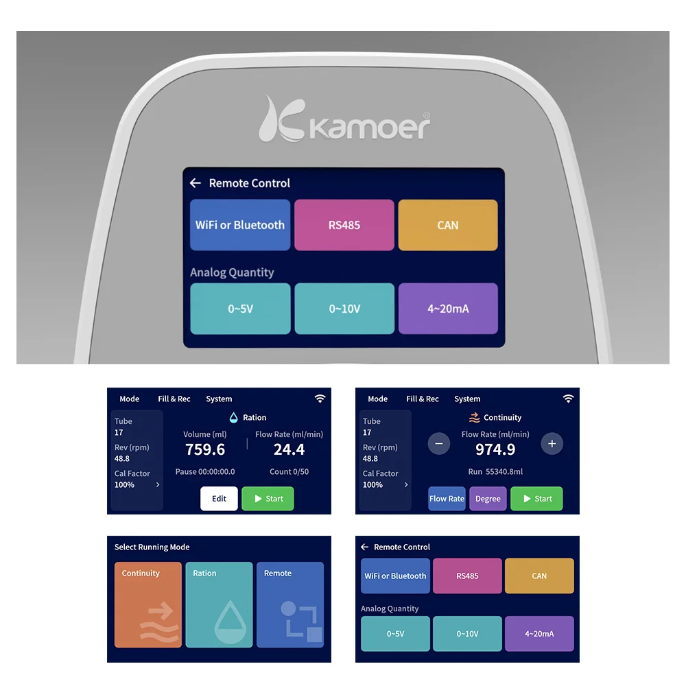 Imagem -06 - Kamoer High Flow Peristaltic Bomba Wifi e Stepper Bomba Dosadora Interruptor de pé para Laboratório e Enchimento Ac100240v Uip Rs485