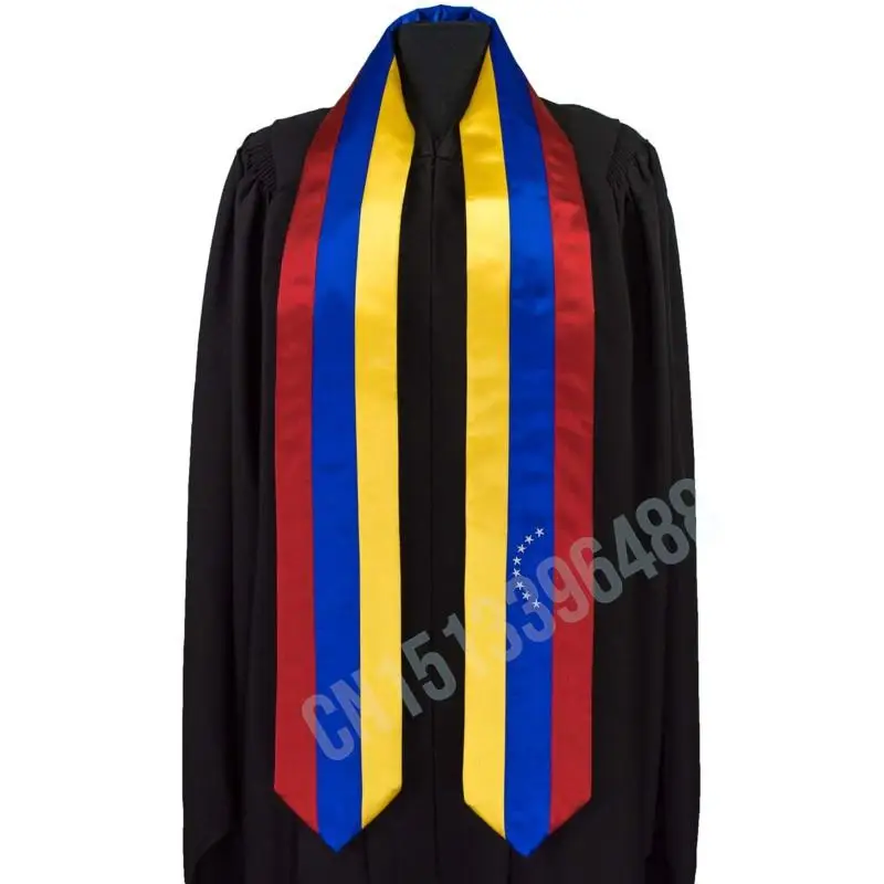 Venezuela Flag Scarf Top Print Graduation Sash Stole International Study Abroad Adult Unisex Party Accessory