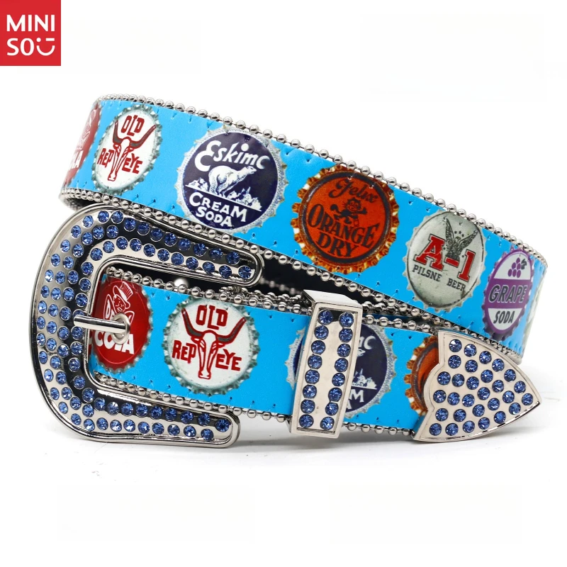 

Original Design Rhinestone Belt, Unisex Punk Hip Hop Waistband, Trendy Crystal Studded