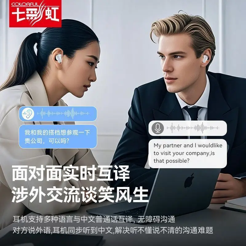 Seven Rainbow S1688Ai Smart Translation Headset Bluetooth Wireless Mini High Sound Quality Long Battery Life Noise Reduction