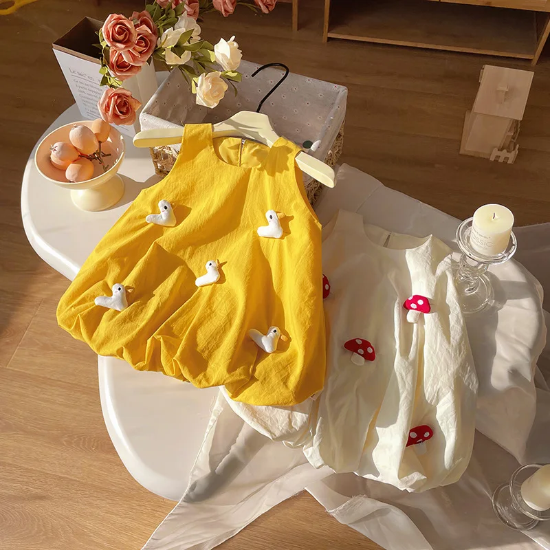 

Girls' Sleeveless Summer Vest Dress Three-Dimensional Cartoon Print Cute Kids' Dress