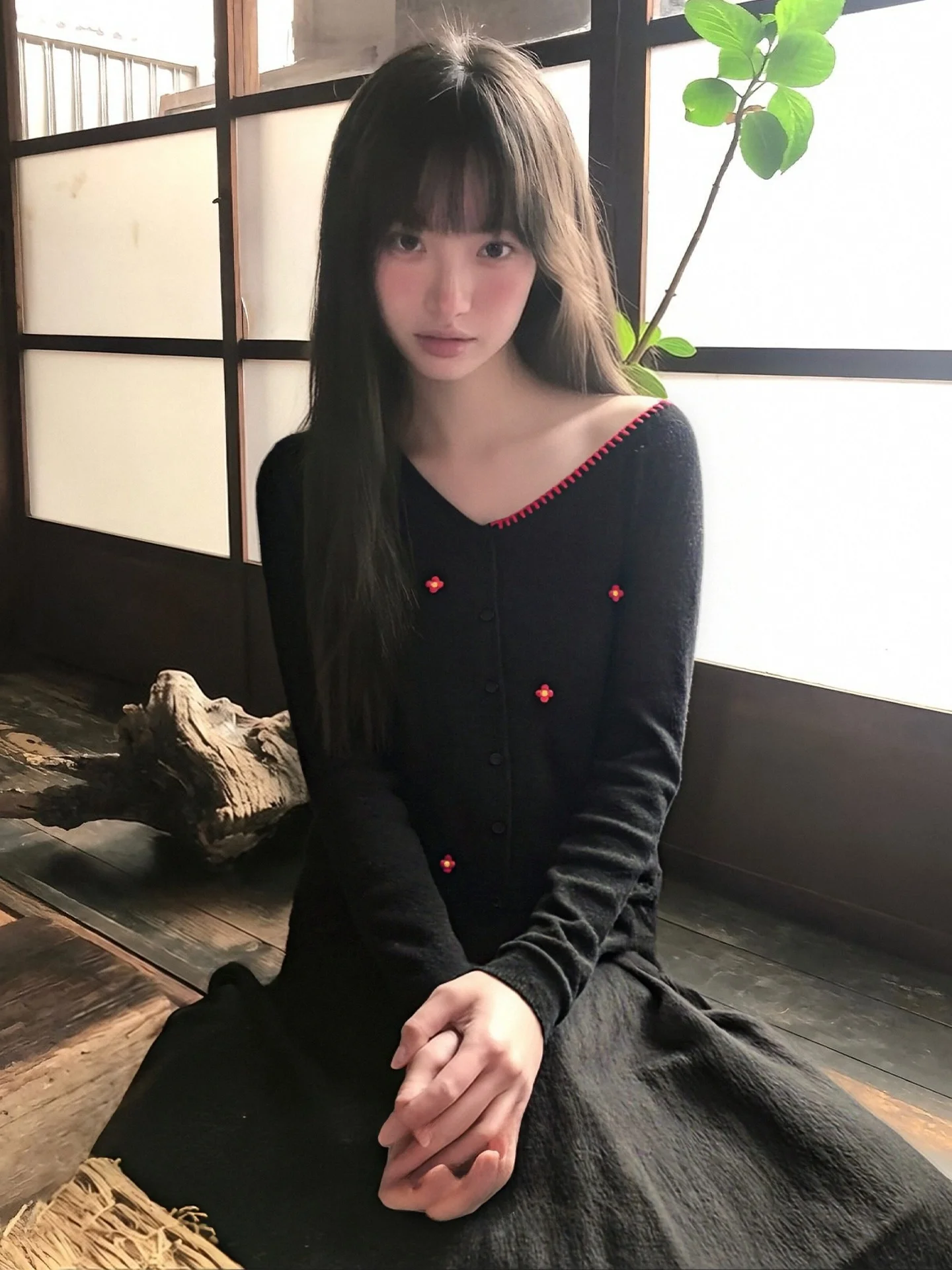 

Американский винтажный вязаный кардиган для женщин, модный свитер с открытыми плечами и вышивкой, приталенный крой, для ранней весны