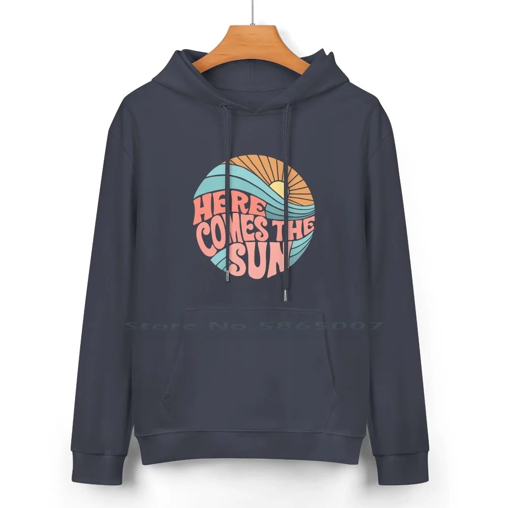 Pink Groovy Here Comes The Sun Pure Cotton Hoodie Sweater 24 Colors Sunshine Happy Yellow Orange Pink Summer Teal Water Ocean