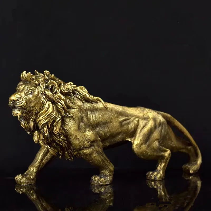 

Golden Lion King Resin Ornament Home Office Desktop Animal Statue Decoration Accessories Living Room Home Decoration Ornament
