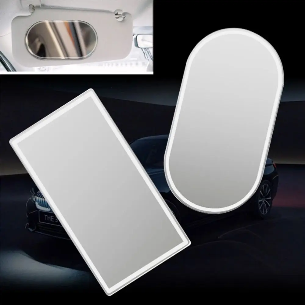 Car Interior Stainless Steel Portable Car Makeup Mirror Auto Visor HD Cosmetic Mirrors Universal Car Interior Mirror