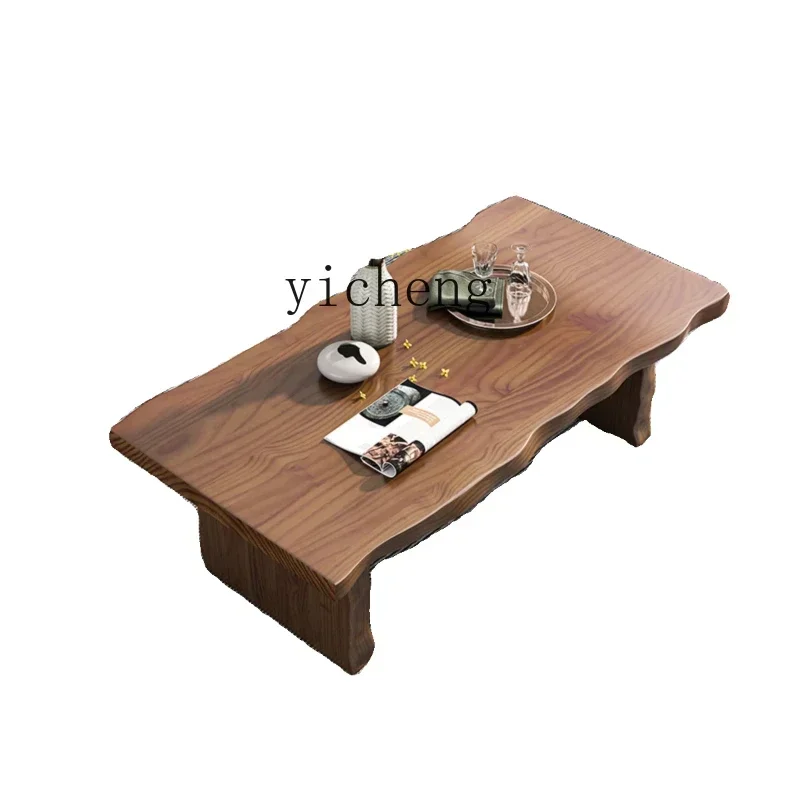 

Zz home living room whole board solid wood office log natural edge kung fu tea table