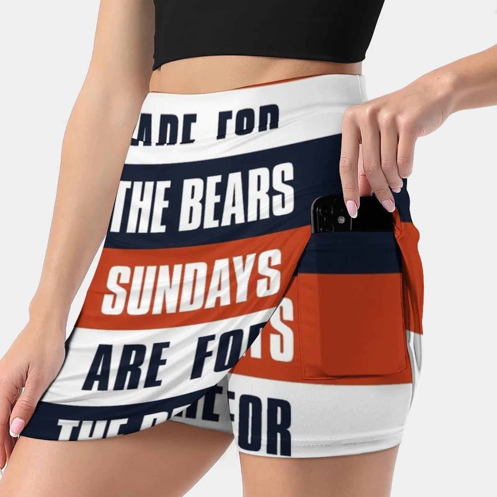 Sundays Are For The Bears , Chicago Football Fans Women's skirt Y2K Summer Clothes 2022 Kpop Style Trouser Skirt With Pocket