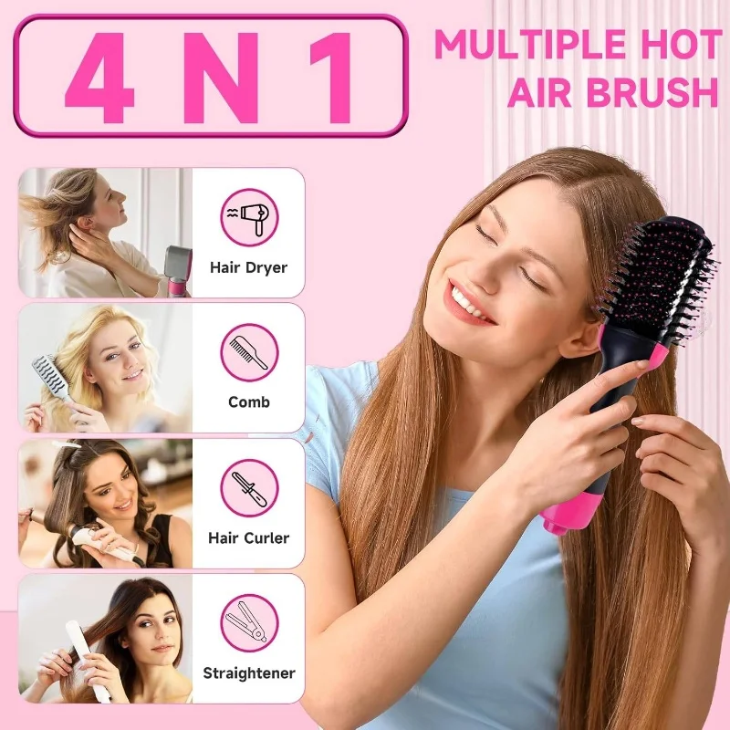BLUTOOL Hot Air Brush Hair Dryer & Styler, 3-speed adjustment, Frizz Control, One-Step Blowout/Smoothing Brush, holiday gift