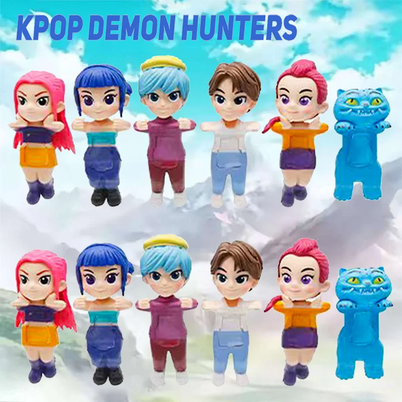 Anime Kpop Demon Hunters figura serie caja ciega PVC dibujos animados Mini modelo juguetes muñeca escritorio decorativo chico regalo sorpresa de Navidad