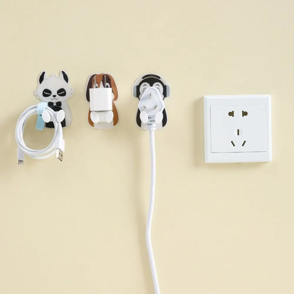 Creative Plastic Cartoon Plug Hanger Wall Mounted Waterproof Power Cord Plug Bracket Self Adhesive Animal Wall Plug Kitchen