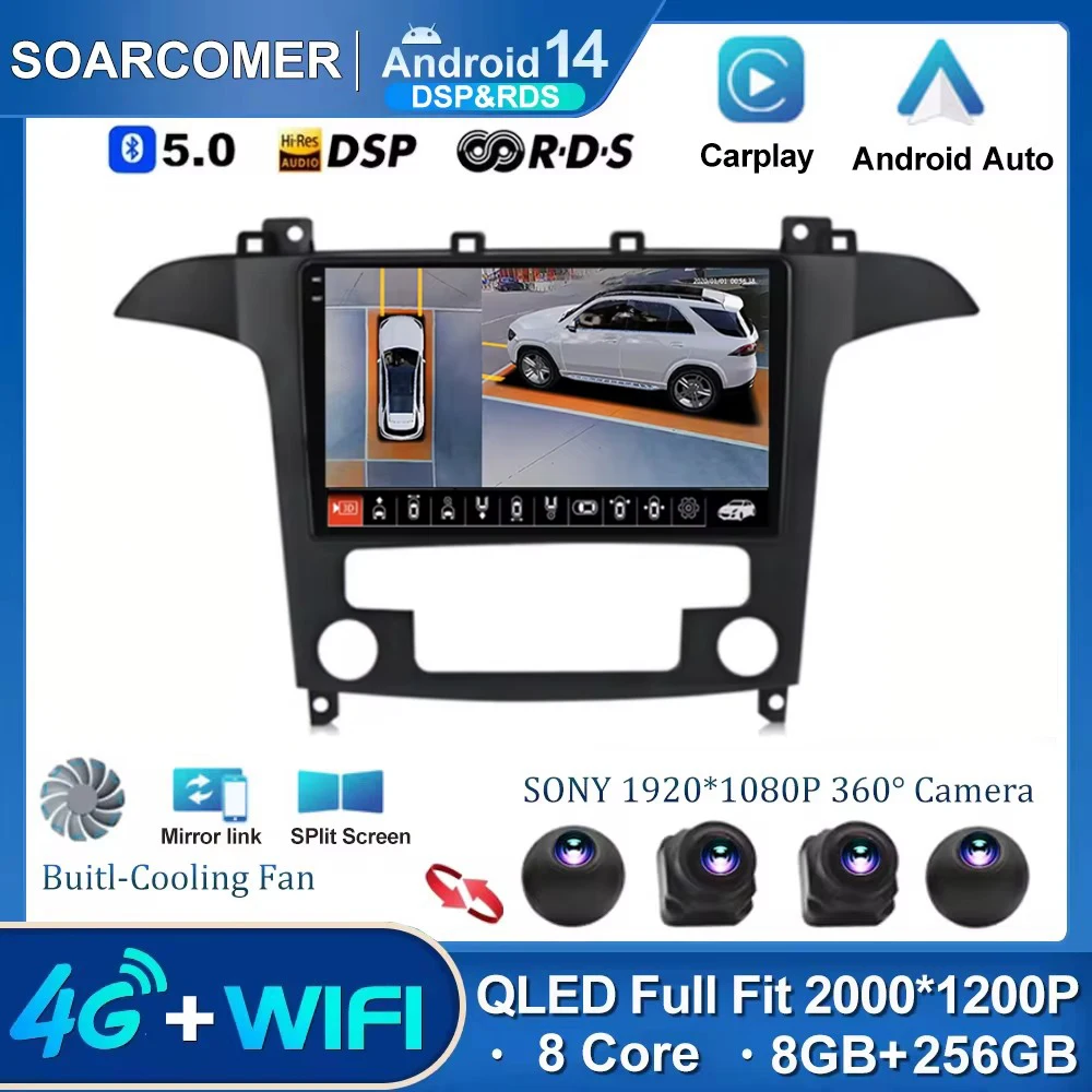 

Android 14 Car Radio For Ford S-Max S Max 2006-2015 GPS Auto Stereo Multimedia Player RAM 4G Octa Core FM No 2Din 2 Din DVD