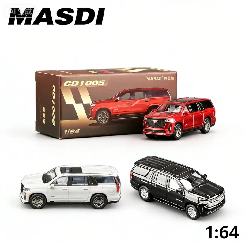 

MASDI 1:64 Cadillac Escalade, модель автомобиля из литого под давлением сплава, подарок для мальчиков, высококачественный статический коллекционный сувенир для взрослых.