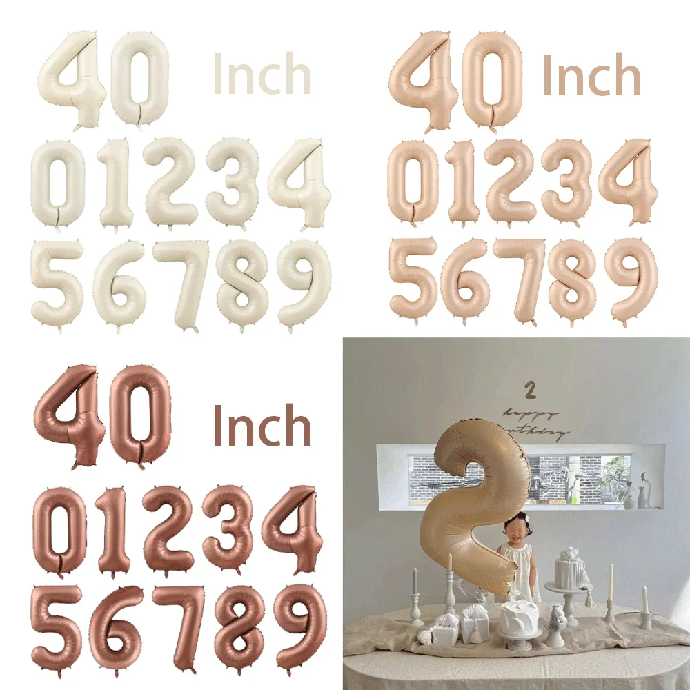 40 Zoll Beige Creme Karamell Schokoladenfarbener Retro-Zahlenballon 123456789 für Brautparty Geburtstagsfeier Hochzeitsdekoration – Detail 2
