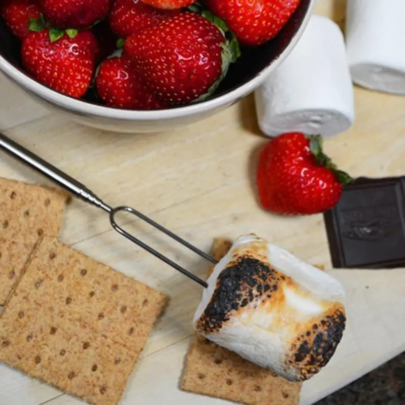 تلسكوبي شواء شوكة الخطمي تحميص العصي 1 قطعة أسياخ للشواء هوت دوج التخييم نزهة الطبخ في الهواء الطلق #5