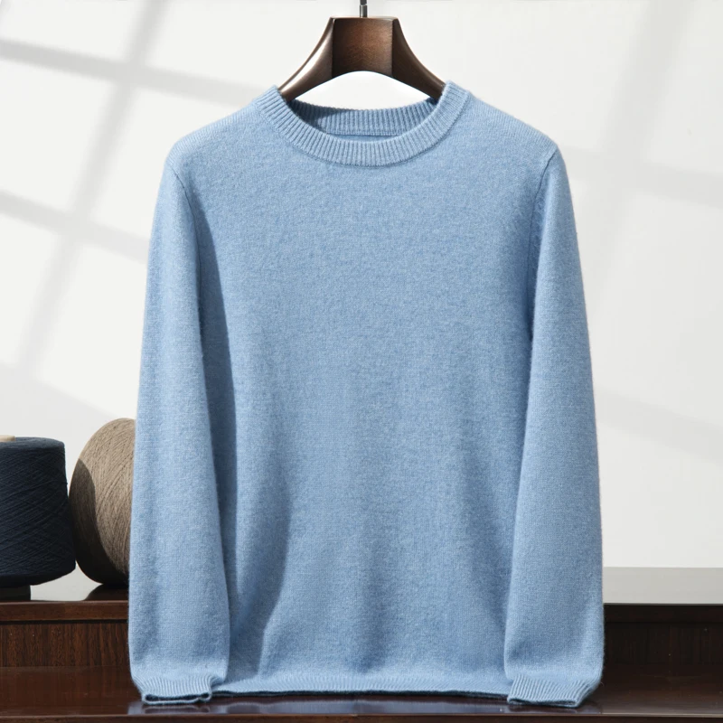 

ZOCEPT Autumn Winter High Quality Casual Soft Warm 100%Cashmere Sweater Thick O-Neck Knitted Solid Long Sleeve Pullovers for Men