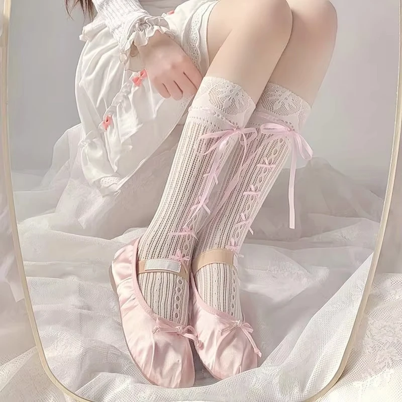 الباليه الشريط الجوارب تنفس جوارب للنساء مخطط شبكة صيد السمك الجوارب الطويلة Kawaii لوليتا جوارب طويلة لخزانة الملابس اليومية عادية