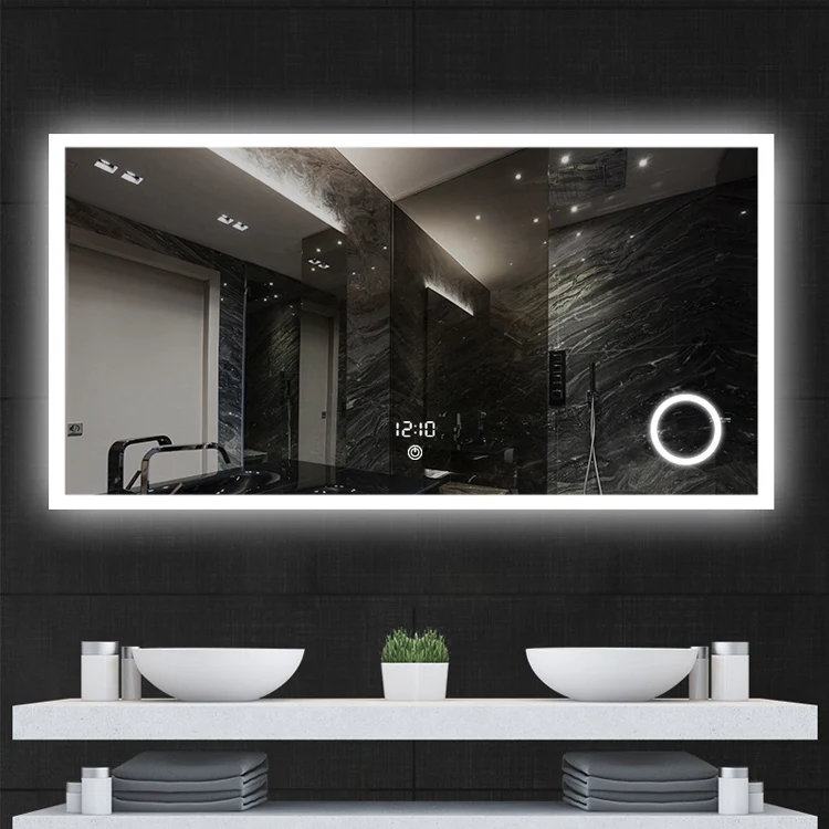 Espelho led americano com moldura preta, espelho personalizado de tamanho grande para salão de beleza com luz led com ce