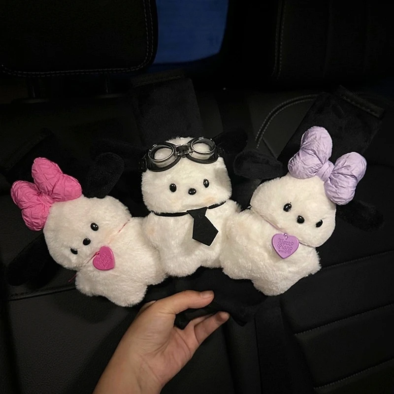 Sanrio-Funda de felpa para cinturón de seguridad de coche, almohadilla protectora de hombro, Interior de coche, dibujos animados