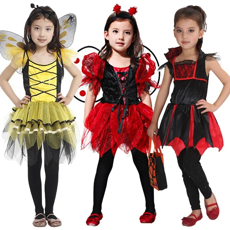 

Kids Bee Wings+Tutu Skirts Cosplay Costumes Yellow Red Pumpkin Bag for Kids Cute Fancy Dress