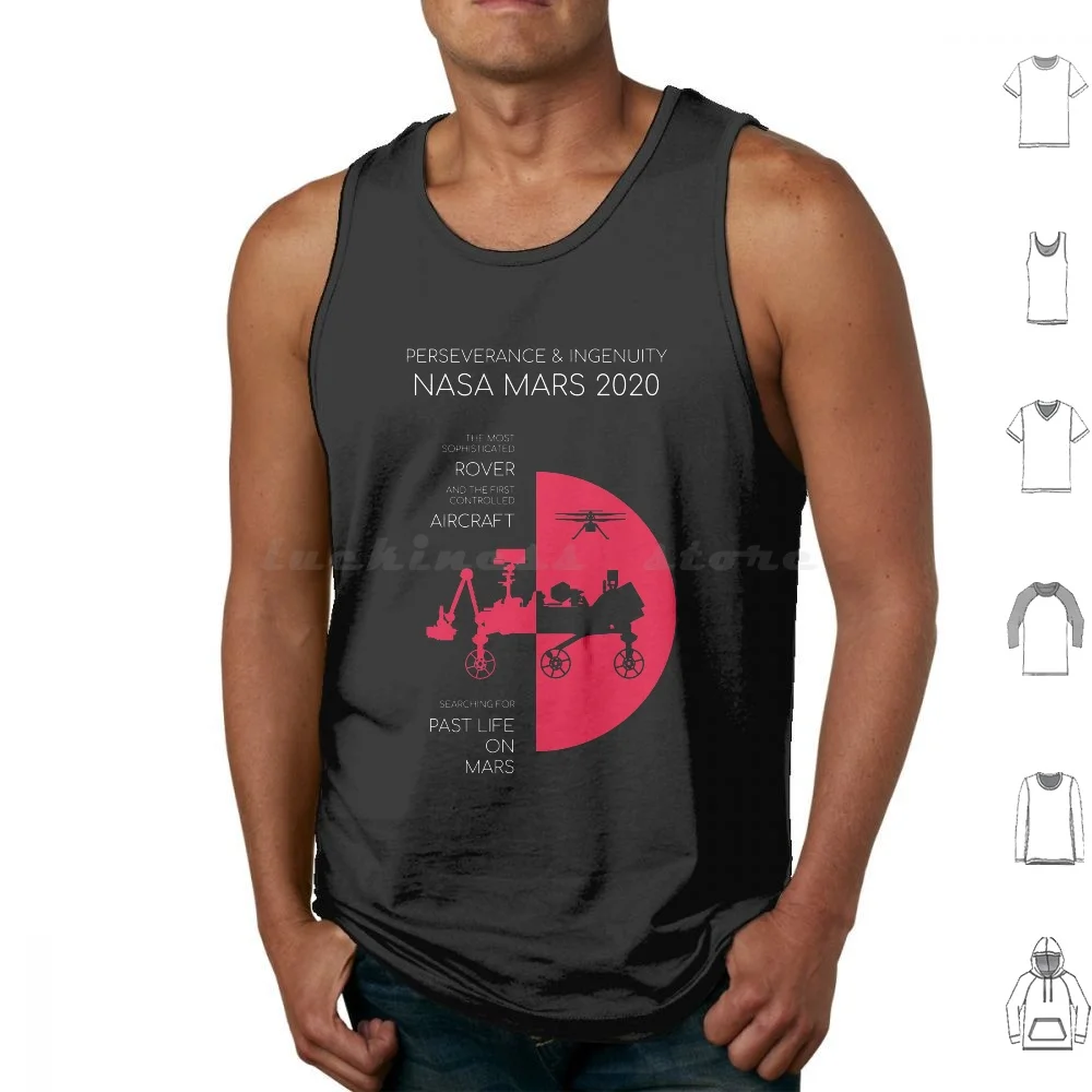 Perseverancia e Ingenio. 2020 Camisetas sin mangas con estampado de algodón Rover Vintage Mars2020 Exploration Rocket Bgalaxy Rapaz Bluegalaxy