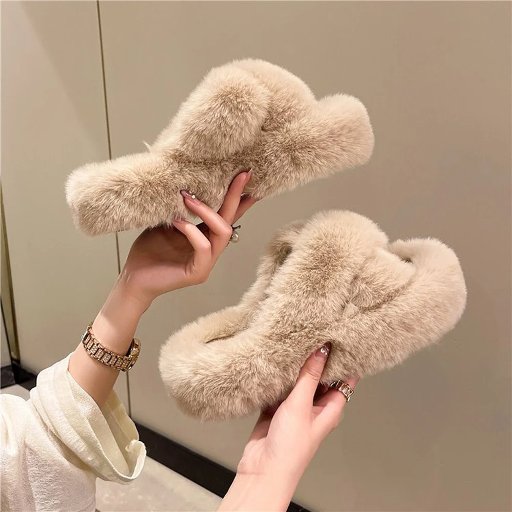 Fuzzy slippers for women to wear outside