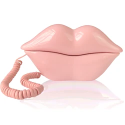 Landline Phones for Home, Pink Lip Telephone, Corded Phone for Decor, Retro House Phone, Analog Novelty Mouth Phone