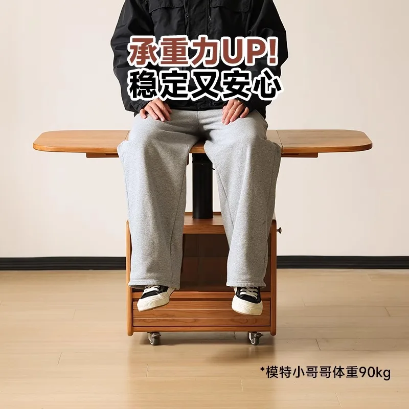 رفع البطاطس طاولة القهوة القابلة للطي الشمال الخشب الصلب طاولة القهوة المتنقلة سجل الرياح غرفة المعيشة شقة صغيرة أريكة طاولة جانبية