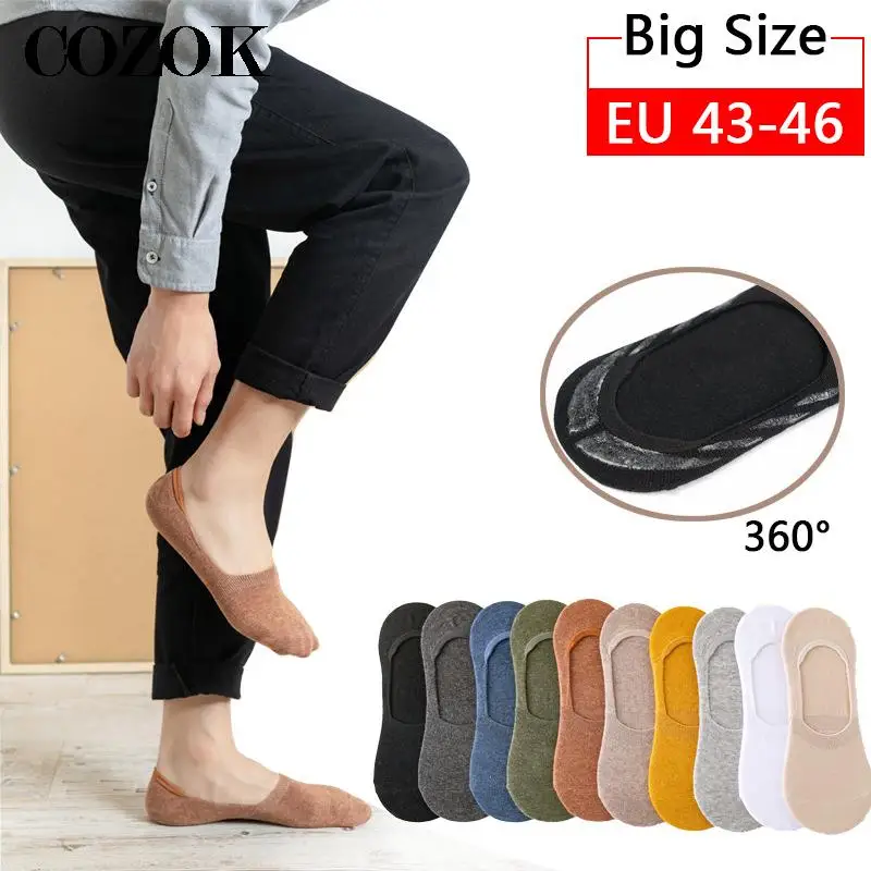 5 Pairs Kwaliteit 360 Hoek Siliconen Antislip Heren Boot Sokken Zomer No Show Onzichtbare Mannelijke Sok Slippers Voor man Big Size 45,46