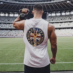 LYFT Men Bodybuilding GYM Tank Top Gym Fitness Training 100%Cotton Sleeveless Shirt Male Casual Stringer Singlet Vest Undershirt