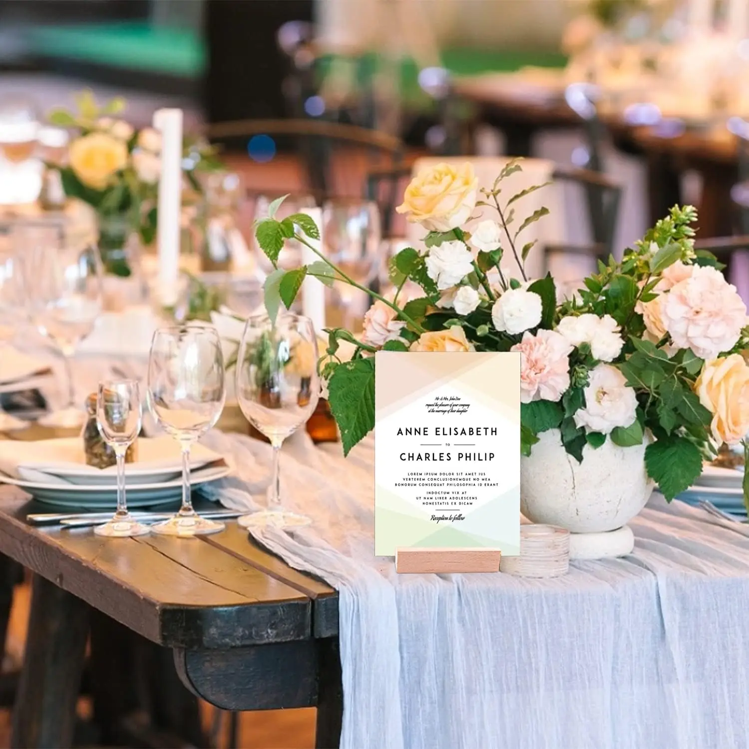 10 stücke Karten halter Holz rutsch feste Tisch nummer Inhaber rustikale Mini Memo Karte Tisch Stand Desktop-Dekoration für Hochzeit Geburtstag – Detail 4