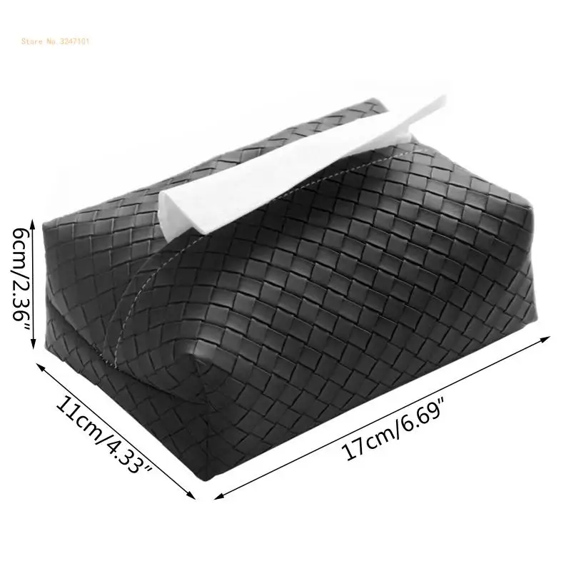 Leather Woven Pattern Tissue Box Rectangle Napkin Holder Dropship