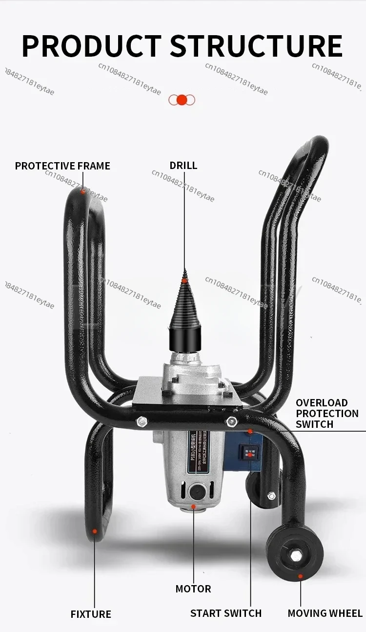 Electric Wood Splitter Household Small Automatic Motor Wood Splitting Tool Wood Splitting Drill Bit Spacca Legna Holzspalter Log