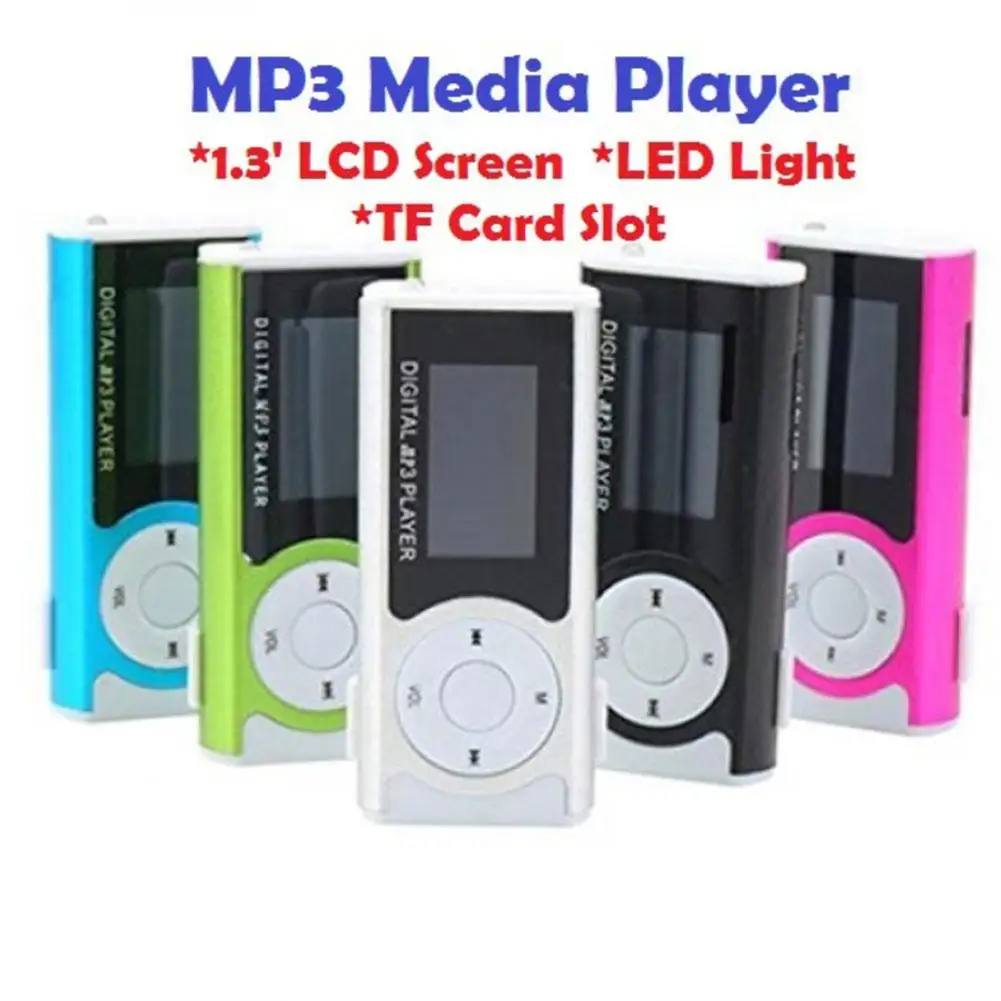 충전식 MP3 LCD 화면 음악 플레이어, 헤드폰 LED 조명 지원, 외부 마이크로 TF SS 카드