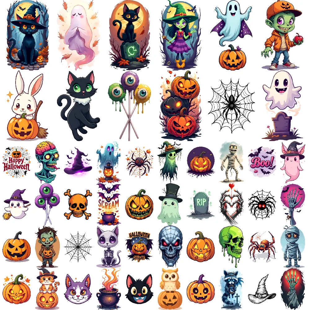 

54 шт., временные татуировки, наклейки на Хэллоуин, водонепроницаемые, долговечные, наклейки для тела, декоративные наклейки с героями мультфильмов для мужчин и женщин
