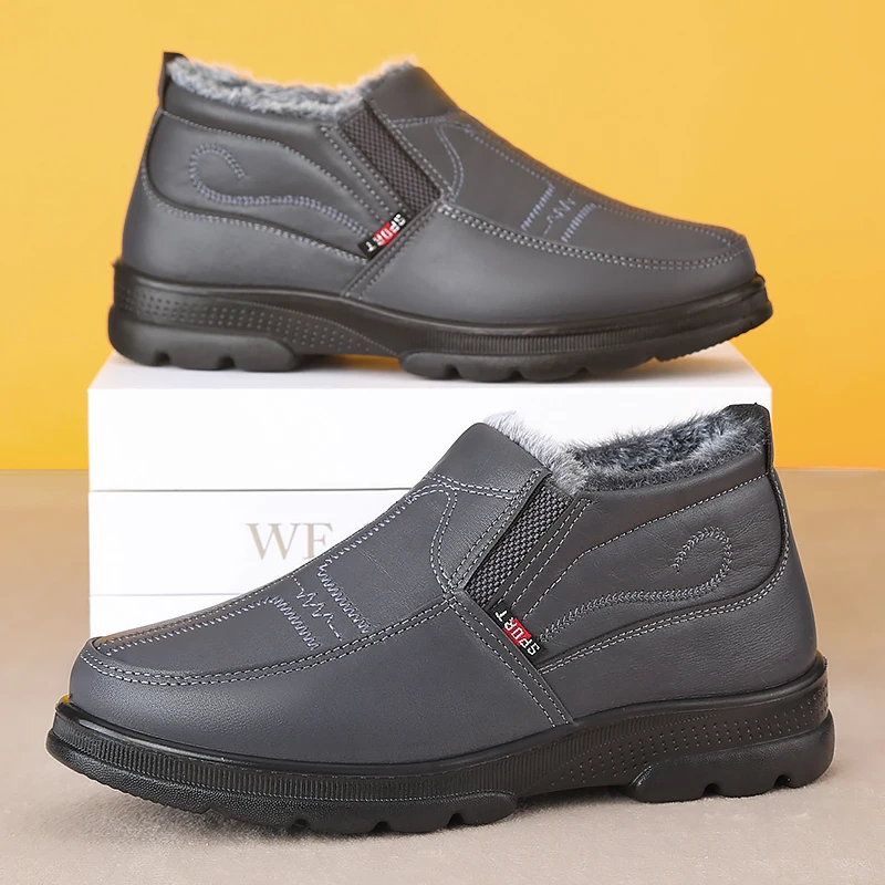 Herren Dicke Plüsch-Antirutsch-Warme Schneestiefel, Leicht An- und Auszuziehen, Formelle Winterschuhe für Herren – Detail 8