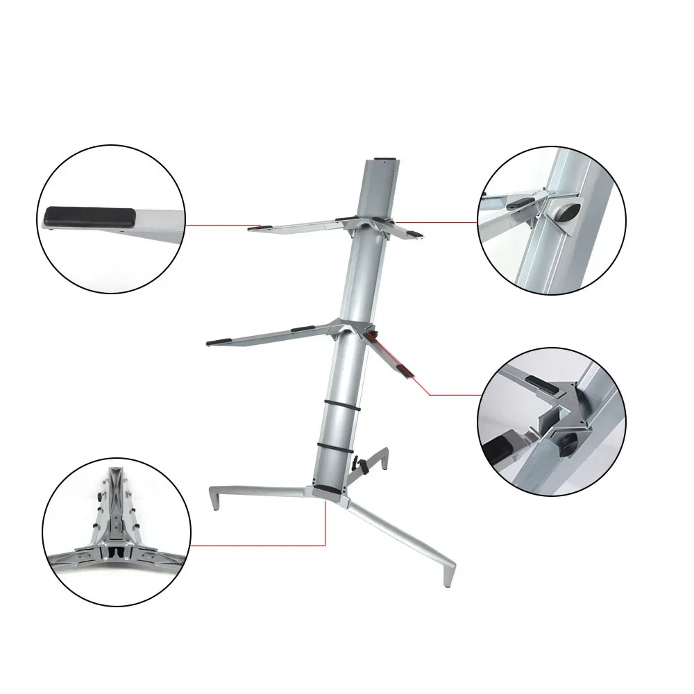 Soporte de piano electrónico de doble capa, estante universal para teclado sintetizador MIDI, estante para piano eléctrico de aleación de aluminio de doble fila