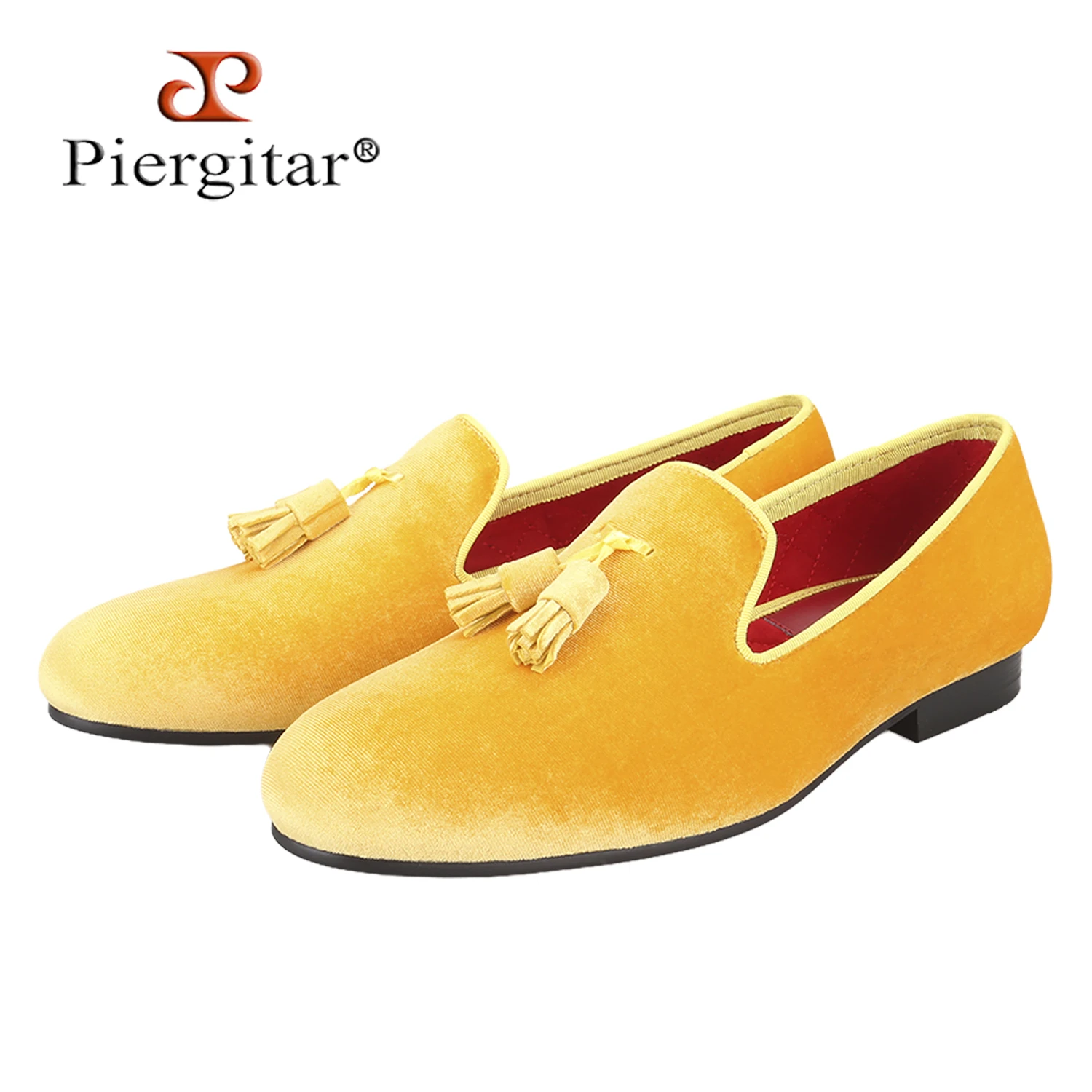 

Классическая модель Piergitar, разноцветные бархатные мужские лоферы без шнуровки с кисточками ручной работы для вечеринок и банкетов