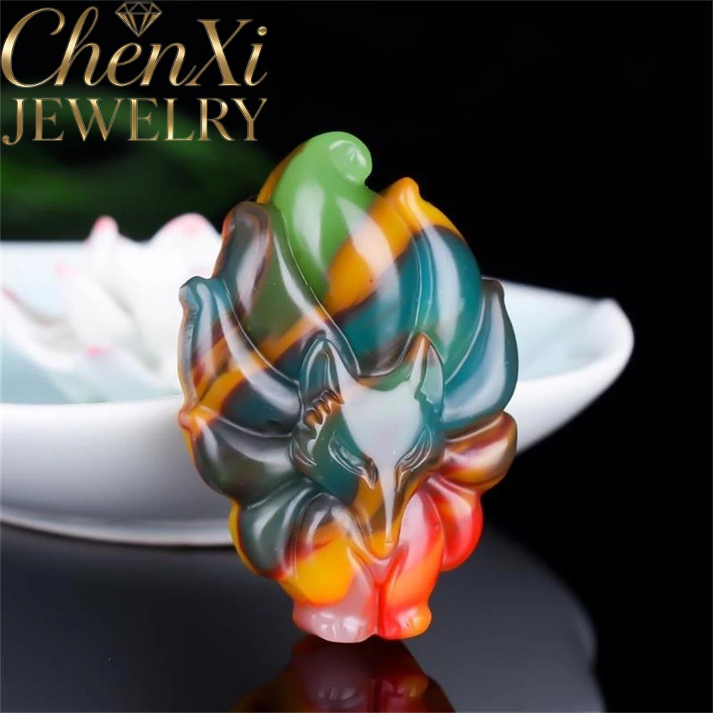 

High-End Natural Hetian Jade Nine-Tailed Fox Pendant Luxury Quality Fashion Fine Jewelry Exquisite Elegant Charms Popular Young