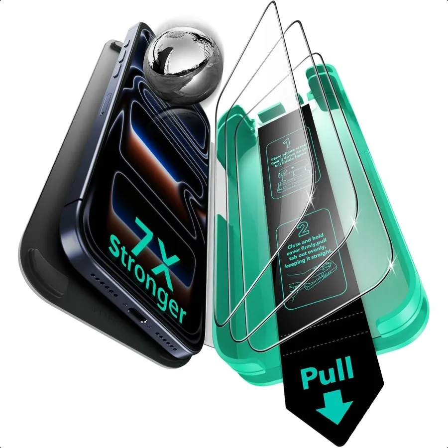 

3 Pack 9H+ Glass for iPhone 17 Pro Max Screen Protector [MilitaryGrade Shatterproof] with AR AntiReflective Technology Armorite