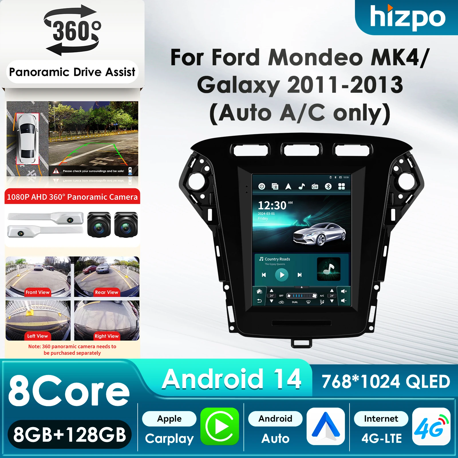 

Автомобильный мультимедийный плеер 2DIN Android 14 в стиле Tesla 7862 для Ford Mondeo MK4 / Galaxy 2011-2013 с GPS, Carplay и AI