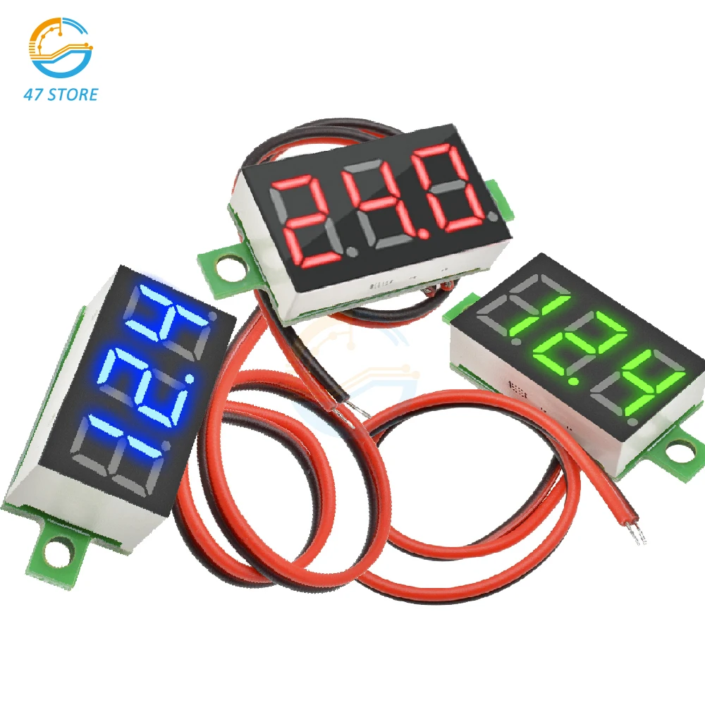 DC4V-30V Voltage Meter Waterproof 0.36 Inch Volt Instrument Tool 2 Wires Voltage Gauge for 12V Electromobile Motorcycle Car